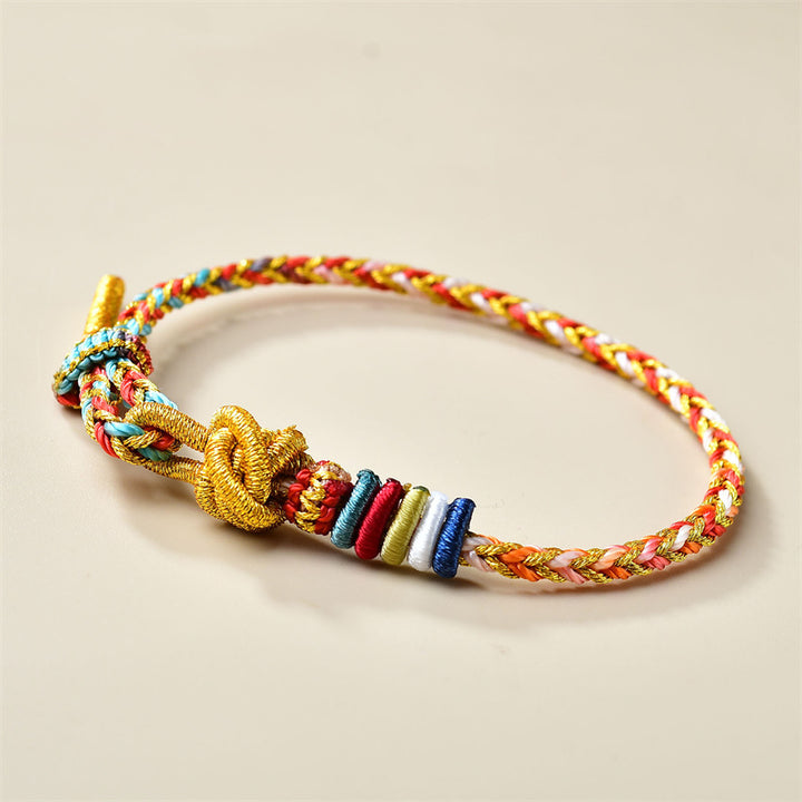 Buddha Stones Handcrafted Colorful Gold Healing Braid Rope Bracelet - image 2