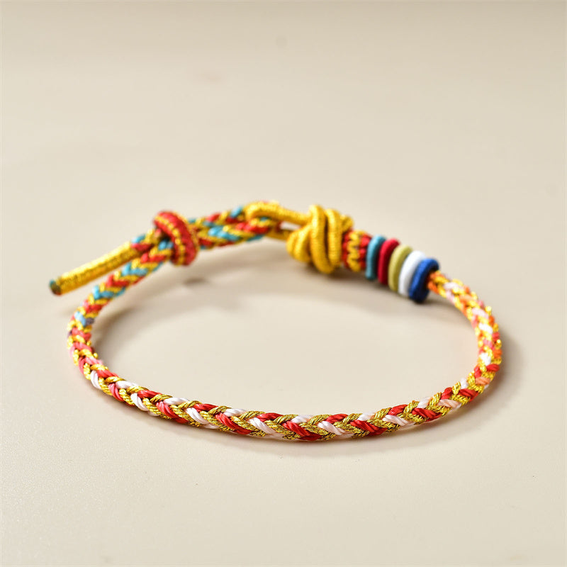 Buddha Stones Handcrafted Colorful Gold Healing Braid Rope Bracelet - image 3