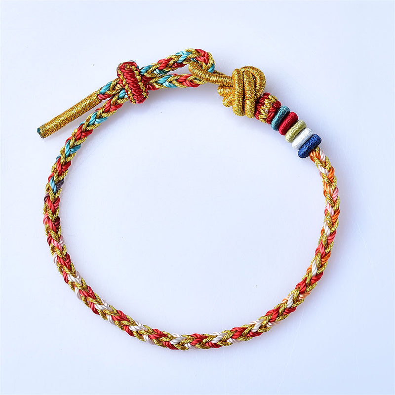 Buddha Stones Handcrafted Colorful Gold Healing Braid Rope Bracelet - image 4