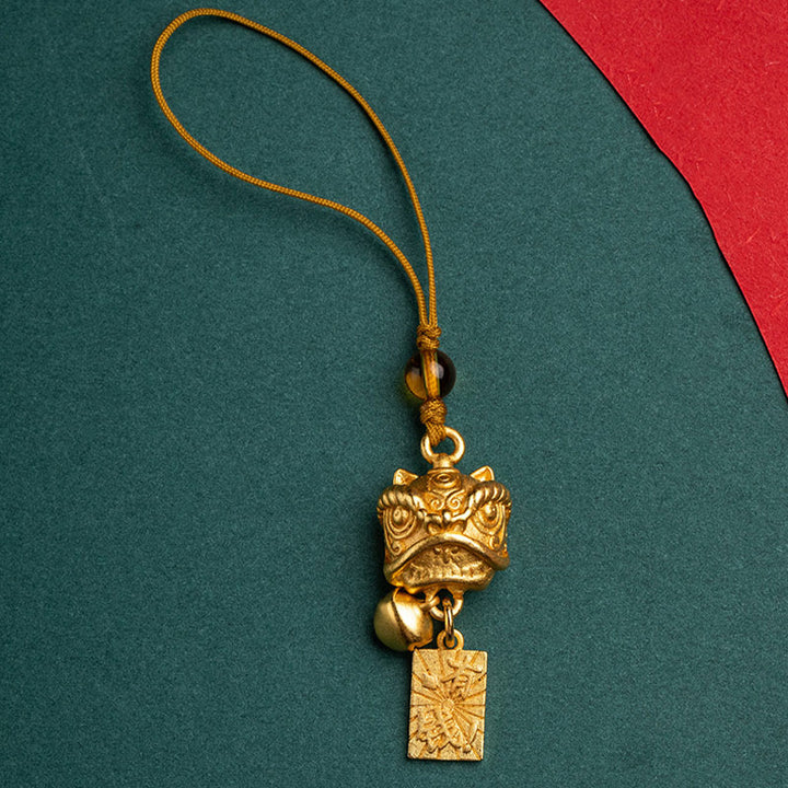 Buddha Stones Dancing Lion Auspicious Ruyi Safe Peace Rich Copper Wealth Phone Hanging Decoration - image 13