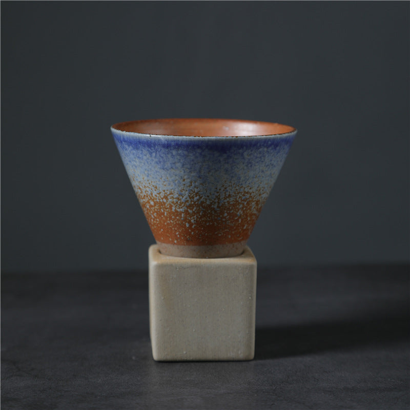 Buddha Stones Vintage Gradient Ceramic Coffee Mug Tea Latte Espresso Coffee Cup With Base 200ml - Brown Blue 9.3cm*9.5cm*200ml - image 8