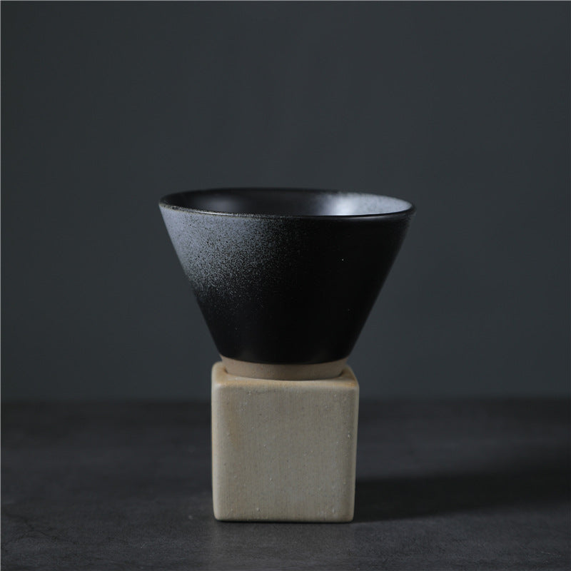 Buddha Stones Vintage Gradient Ceramic Coffee Mug Tea Latte Espresso Coffee Cup With Base 200ml - Black White 9.3cm*9.5cm*200ml - image 10