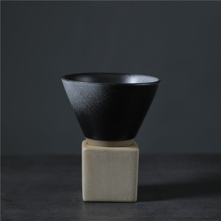 Buddha Stones Vintage Gradient Ceramic Coffee Mug Tea Latte Espresso Coffee Cup With Base 200ml - Black White 9.3cm*9.5cm*200ml - image 10