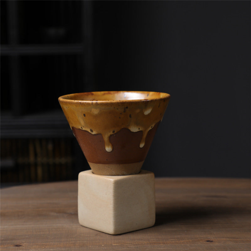 Buddha Stones Vintage Gradient Ceramic Coffee Mug Tea Latte Espresso Coffee Cup With Base 200ml - Yellow Brown 9.3cm*9.5cm*200ml - image 12