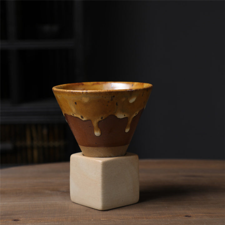 Buddha Stones Vintage Gradient Ceramic Coffee Mug Tea Latte Espresso Coffee Cup With Base 200ml - Yellow Brown 9.3cm*9.5cm*200ml - image 12