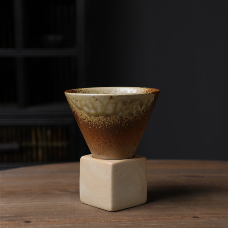 Buddha Stones Vintage Gradient Ceramic Coffee Mug Tea Latte Espresso Coffee Cup With Base 200ml - Khaki Beige 9.3cm*9.5cm*200ml - image 13
