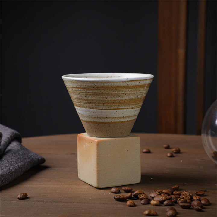 Buddha Stones Vintage Gradient Ceramic Coffee Mug Tea Latte Espresso Coffee Cup With Base 200ml - Khaki White 9.3cm*9.5cm*200ml - image 19