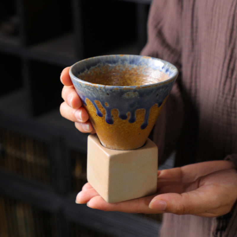 Buddha Stones Vintage Gradient Ceramic Coffee Mug Tea Latte Espresso Coffee Cup With Base 200ml - image 3