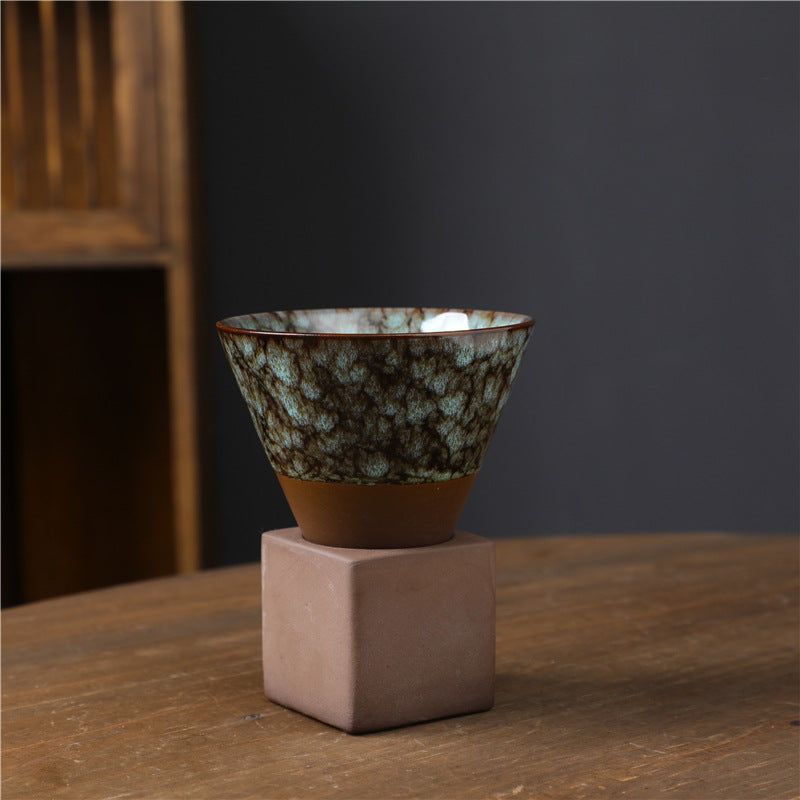 Buddha Stones Retro Kiln Change Ceramic Coffee Mug Tea Latte Espresso Coffee Cup With Base 200ml - Kiln Change Cyan 9.3cm*9.5cm*200ml - image 6