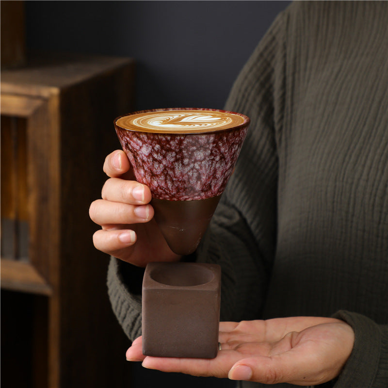 Buddha Stones Retro Kiln Change Ceramic Coffee Mug Tea Latte Espresso Coffee Cup With Base 200ml - image 15
