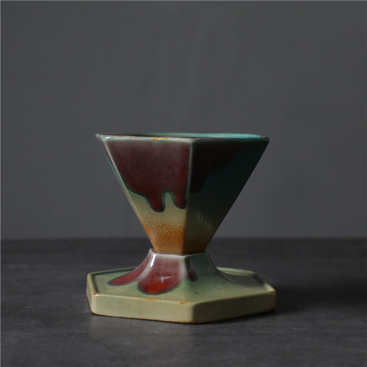 Buddha Stones Hexagon Design Ceramic Tea Coffee Mug Coffee Cup With Base 170ml - Green Red 10.6cm*9.2cm*9cm*170ml - image 2