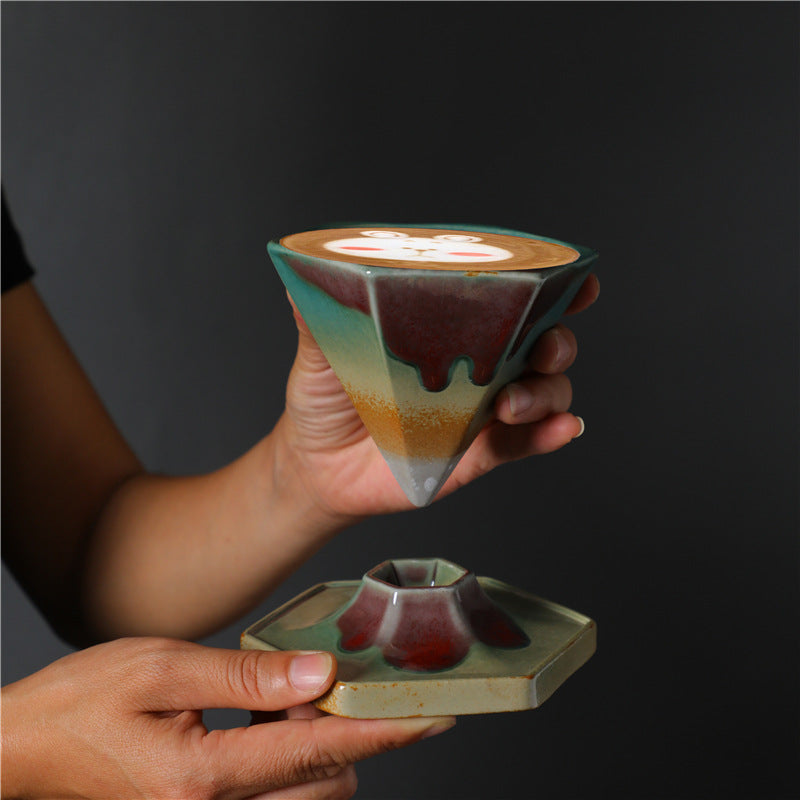 Buddha Stones Hexagon Design Ceramic Tea Coffee Mug Coffee Cup With Base 170ml - image 3