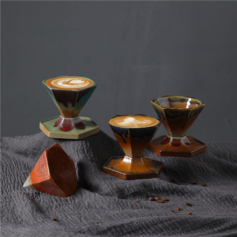 Buddha Stones Hexagon Design Ceramic Tea Coffee Mug Coffee Cup With Base 170ml - image 1
