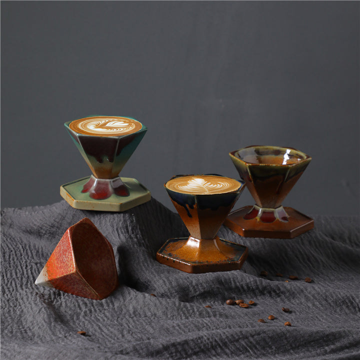 Buddha Stones Hexagon Design Ceramic Tea Coffee Mug Coffee Cup With Base 170ml - image 1