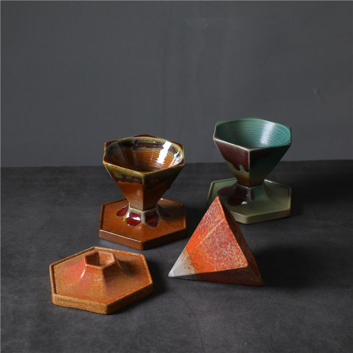 Buddha Stones Hexagon Design Ceramic Tea Coffee Mug Coffee Cup With Base 170ml - image 12
