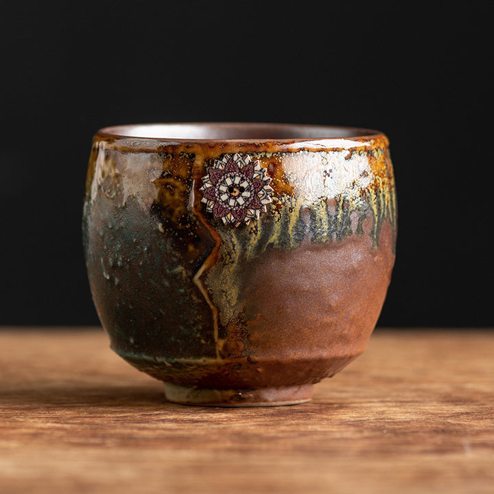 Buddha Stones Sunflower Kiln Change Ceramic Coffee Mug Tea Latte Espresso Coffee Cup 250ml - Brown 8.3cm*7.5cm*250ml - image 2