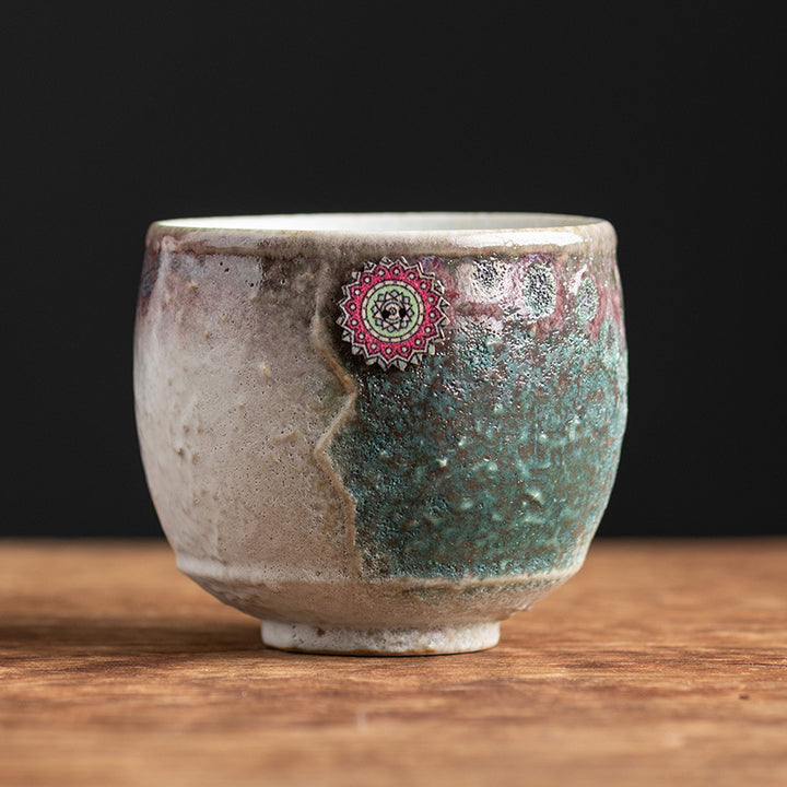 Buddha Stones Sunflower Kiln Change Ceramic Coffee Mug Tea Latte Espresso Coffee Cup 250ml - Beige Green 8.3cm*7.5cm*250ml - image 7