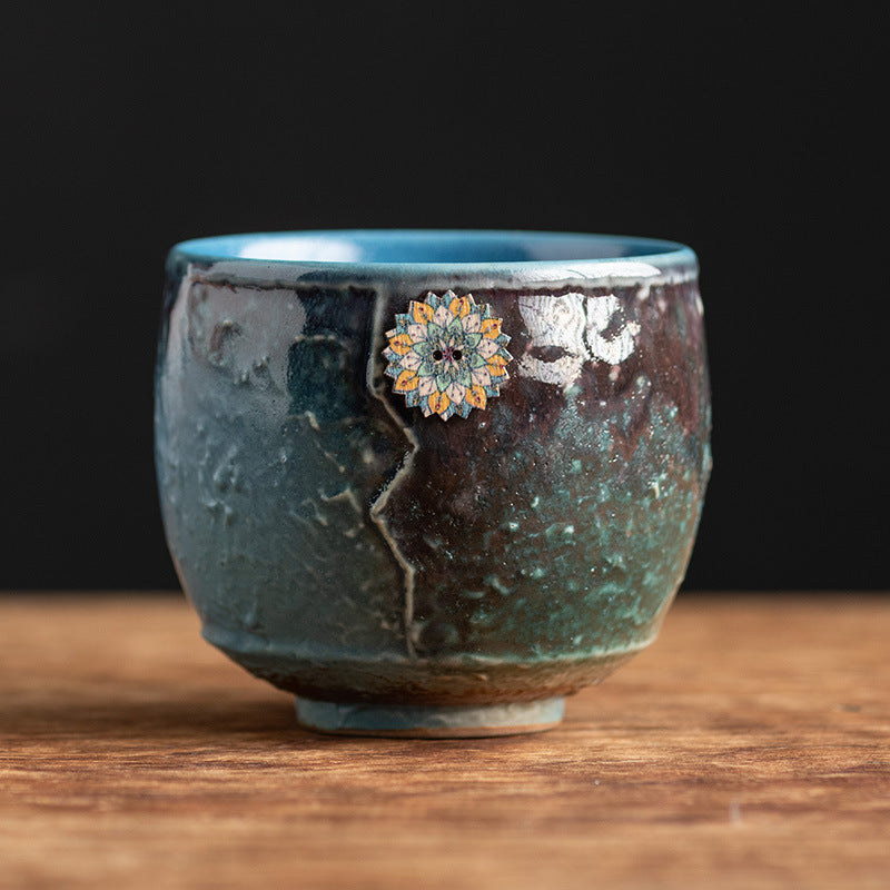 Buddha Stones Sunflower Kiln Change Ceramic Coffee Mug Tea Latte Espresso Coffee Cup 250ml - Blue Green 8.3cm*7.5cm*250ml - image 16
