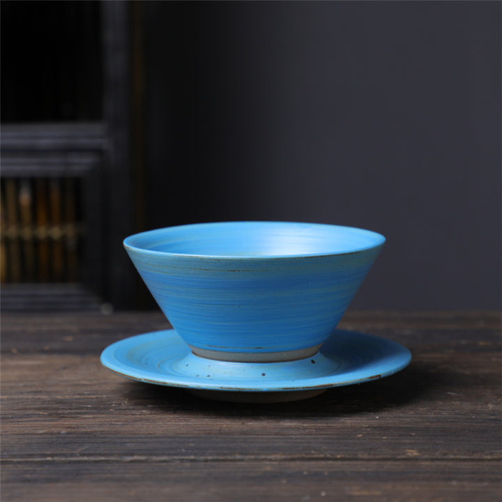 Buddha Stones Planet Design Ceramic Coffee Mug Rough Pottery Tea Coffee Cup With Saucer - Blue 10.3cm*10.3cm*6.3cm*180ml - image 5