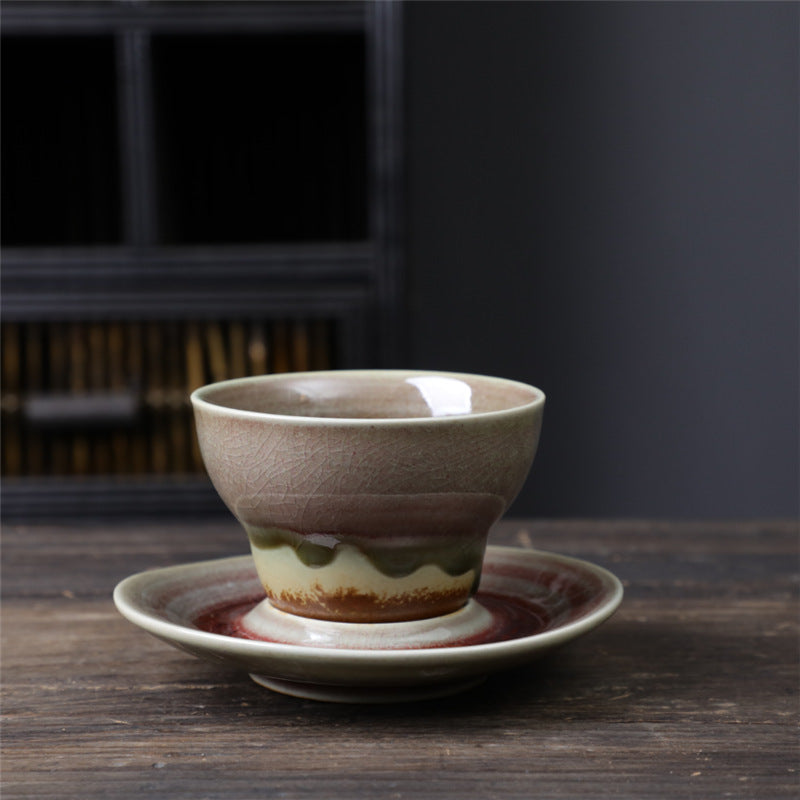 Buddha Stones Planet Design Ceramic Coffee Mug Rough Pottery Tea Coffee Cup With Saucer - Beige Green 11.7cm*11.7cm*6.7cm*120ml - image 24