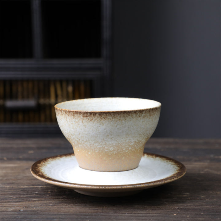 Buddha Stones Planet Design Ceramic Coffee Mug Rough Pottery Tea Coffee Cup With Saucer - Beige 11.7cm*11.7cm*6.7cm*120ml - image 25