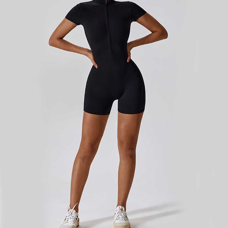 Buddha Stones High Stretch Zipper Short Sleeve Jumpsuit Sports Fitness Yoga Women Bodysuit - image 20