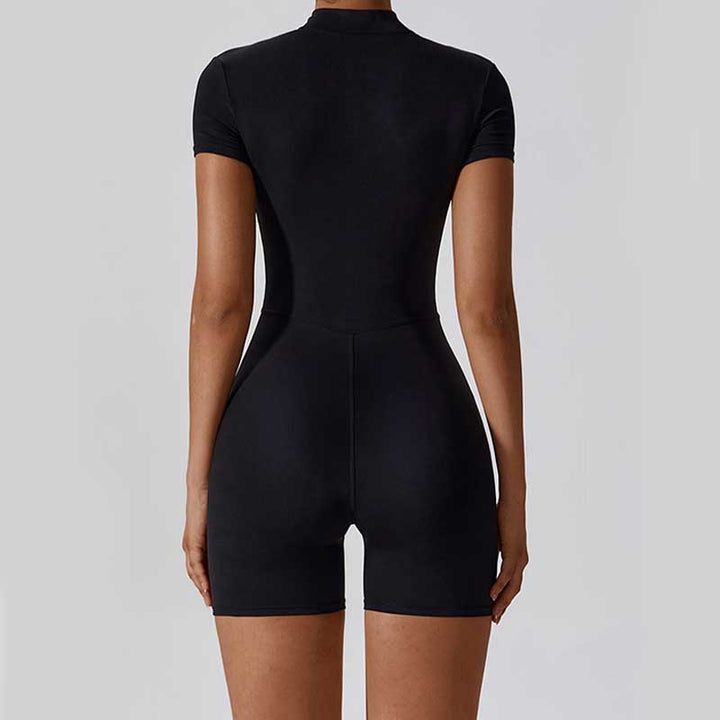 Buddha Stones High Stretch Zipper Short Sleeve Jumpsuit Sports Fitness Yoga Women Bodysuit - image 19