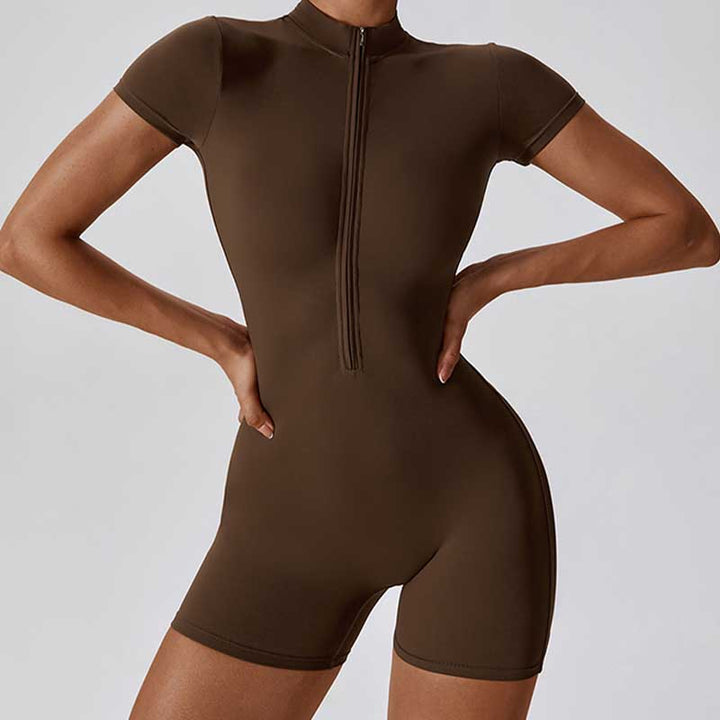 Buddha Stones High Stretch Zipper Short Sleeve Jumpsuit Sports Fitness Yoga Women Bodysuit - image 26