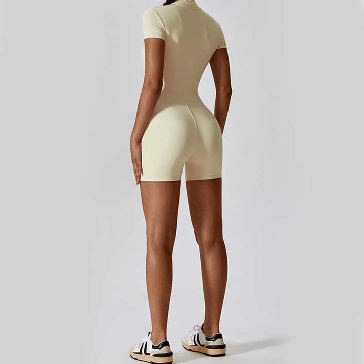 Buddha Stones High Stretch Zipper Short Sleeve Jumpsuit Sports Fitness Yoga Women Bodysuit - image 37