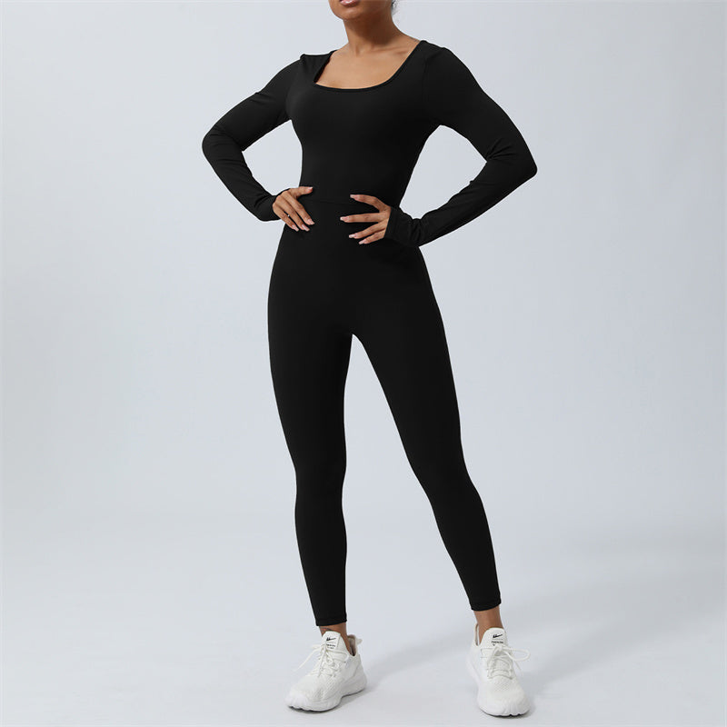 Buddha Stones Women Long Sleeve Backless Jumpsuit Sports Fitness Yoga Bodysuit - Black - US8-10，UK/AU12-14，EU40-42 (XL)  - image 21