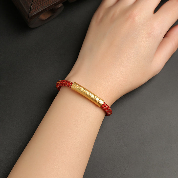 Buddha Stones Handmade 999 Sterling Silver Om Mani Padme Hum Protection Dragon Scale Braided Magnetic Buckle Bracelet - image 3