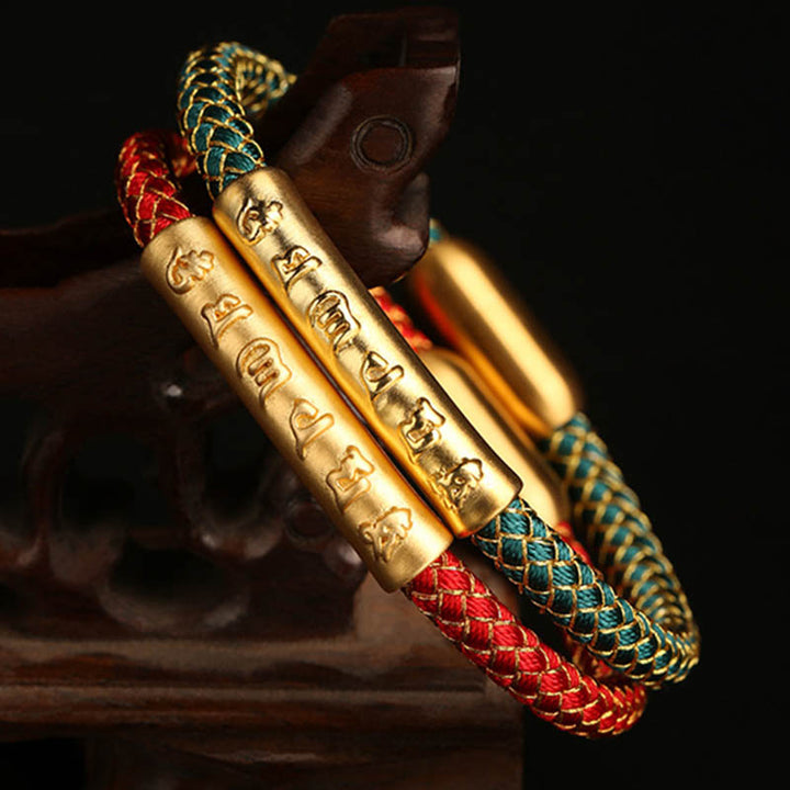 Buddha Stones Handmade 999 Sterling Silver Om Mani Padme Hum Protection Dragon Scale Braided Magnetic Buckle Bracelet - image 12