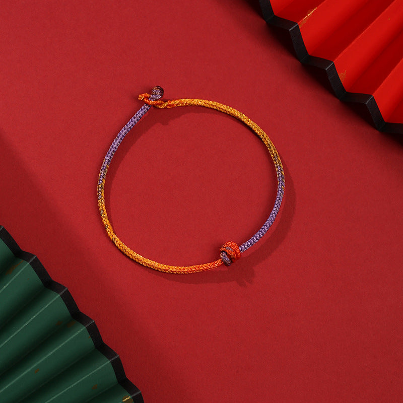 Buddha Stones Handcrafted Colorful Purple Gold Red Braid Rope Bracelet - 19cm - image 1