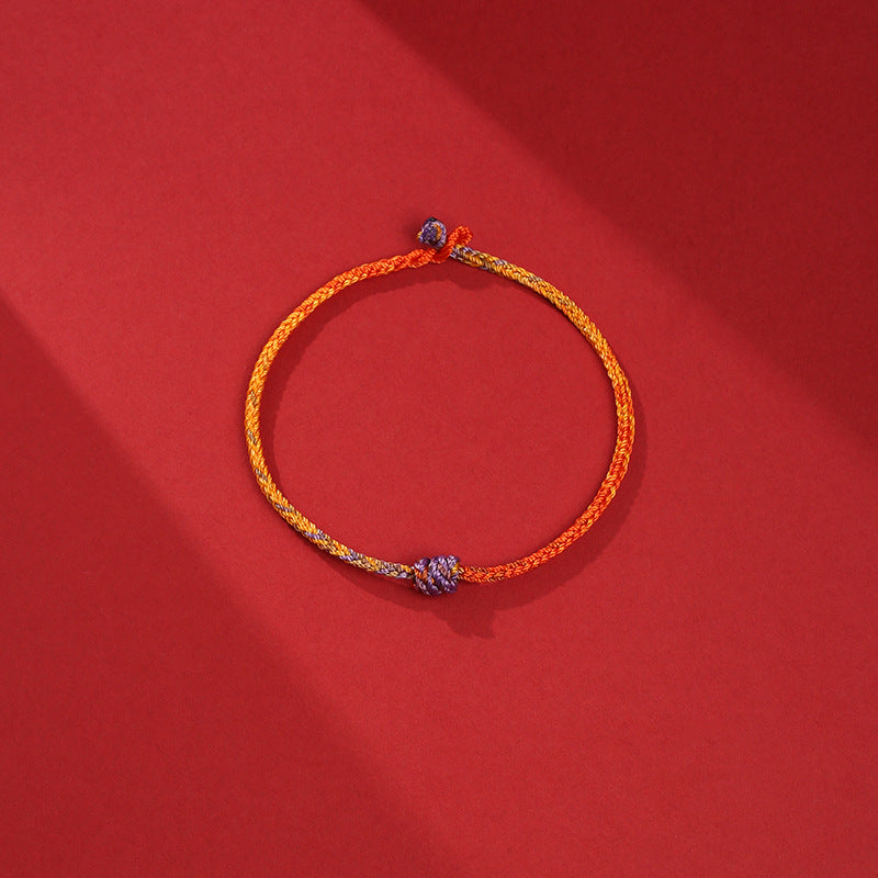 Buddha Stones Handcrafted Colorful Purple Gold Red Braid Rope Bracelet - image 9
