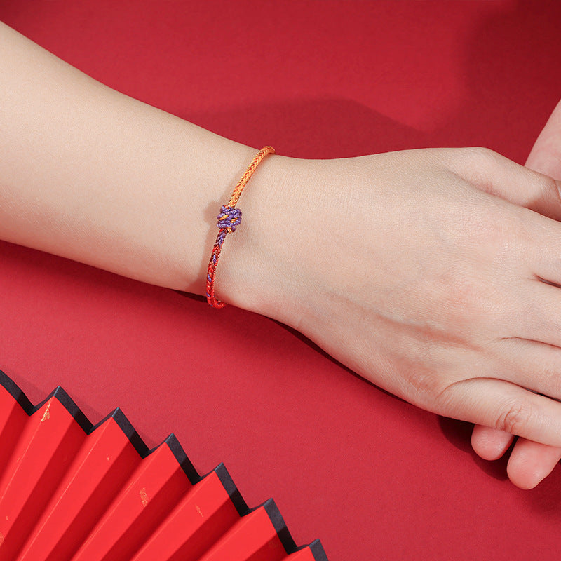 Buddha Stones Handcrafted Colorful Purple Gold Red Braid Rope Bracelet - image 4