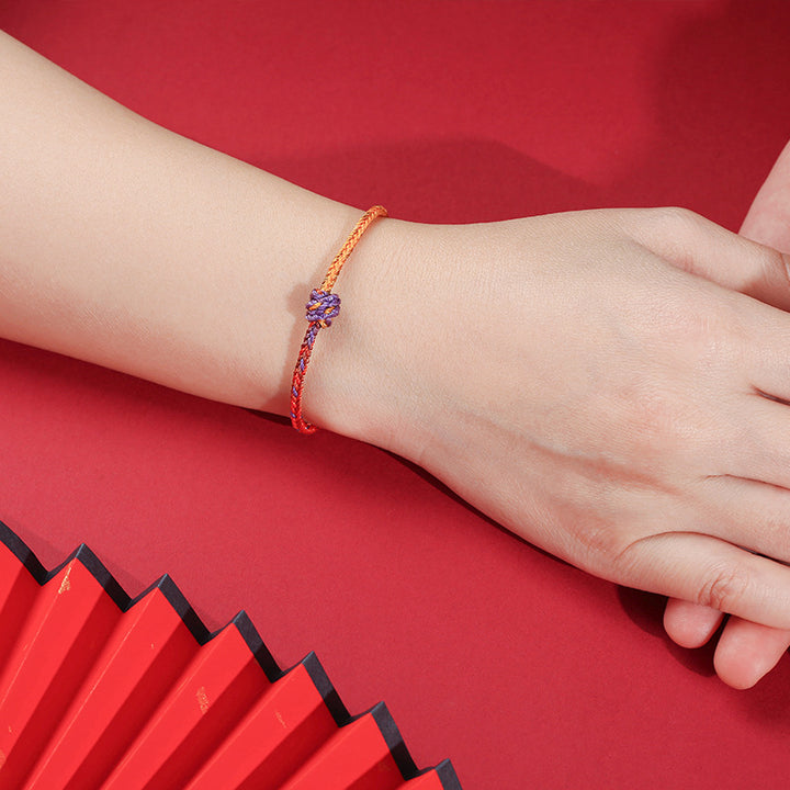 Buddha Stones Handcrafted Colorful Purple Gold Red Braid Rope Bracelet - image 4
