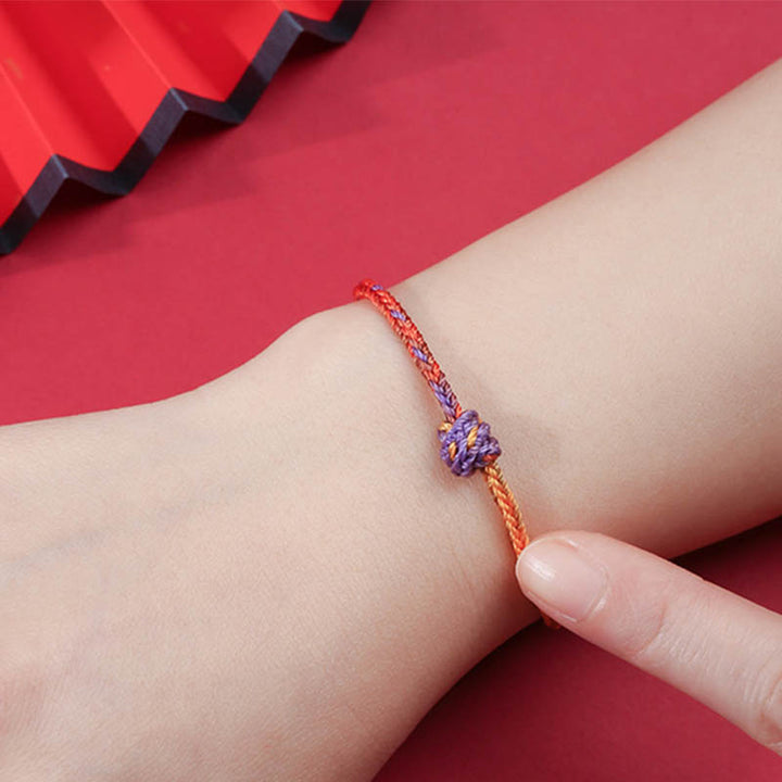 Buddha Stones Handcrafted Colorful Purple Gold Red Braid Rope Bracelet - image 6