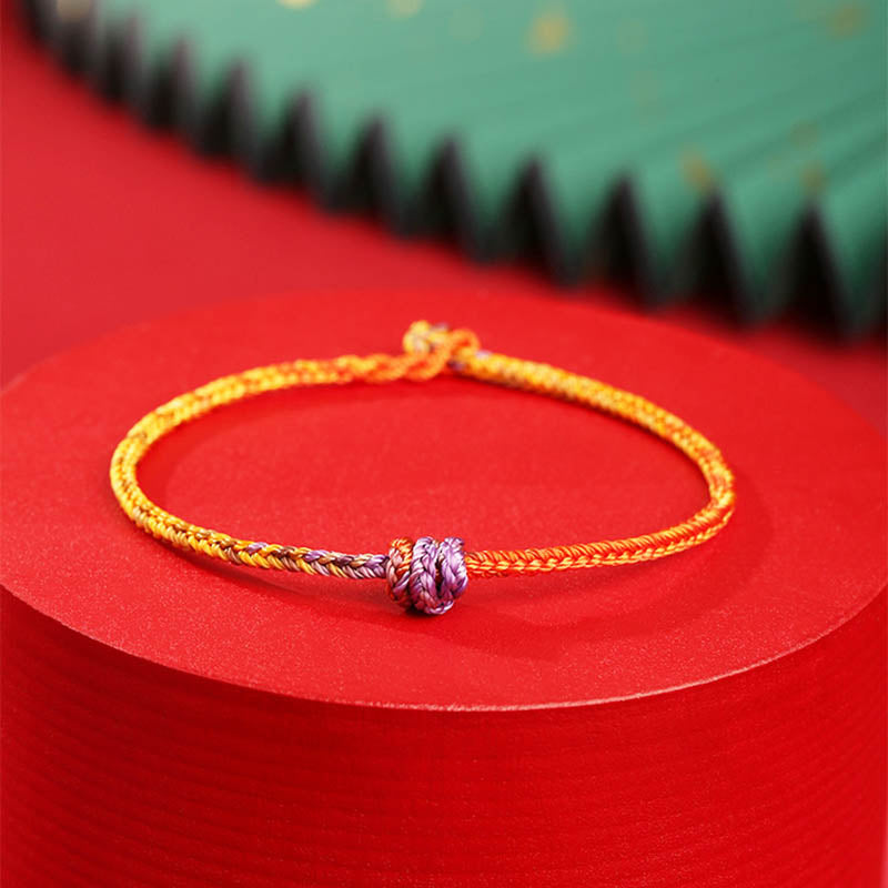 Buddha Stones Handcrafted Colorful Purple Gold Red Braid Rope Bracelet - image 10