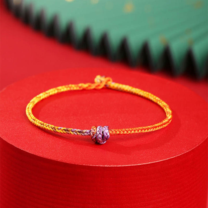 Buddha Stones Handcrafted Colorful Purple Gold Red Braid Rope Bracelet - image 10