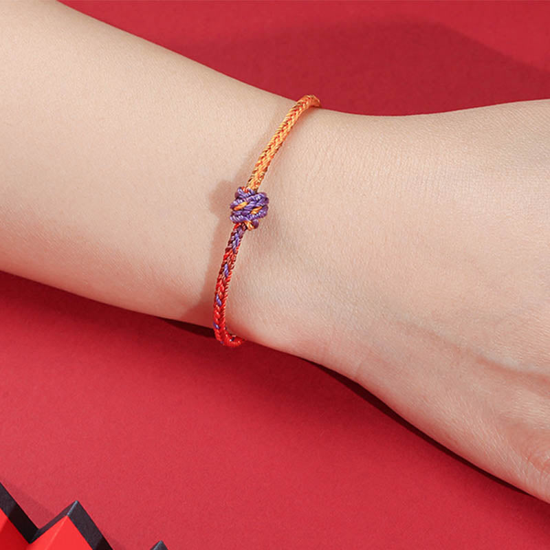 Buddha Stones Handcrafted Colorful Purple Gold Red Braid Rope Bracelet - image 5