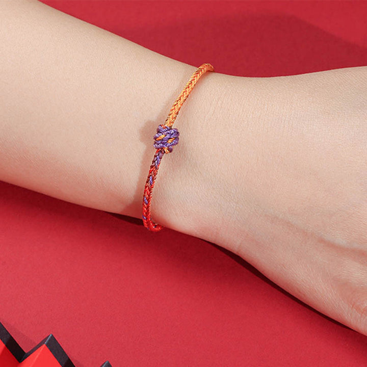 Buddha Stones Handcrafted Colorful Purple Gold Red Braid Rope Bracelet - image 5