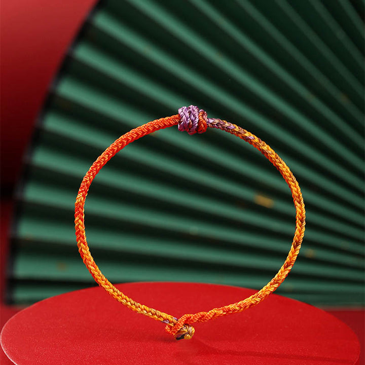 Buddha Stones Handcrafted Colorful Purple Gold Red Braid Rope Bracelet - image 2