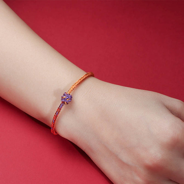 Buddha Stones Handcrafted Colorful Purple Gold Red Braid Rope Bracelet - image 7