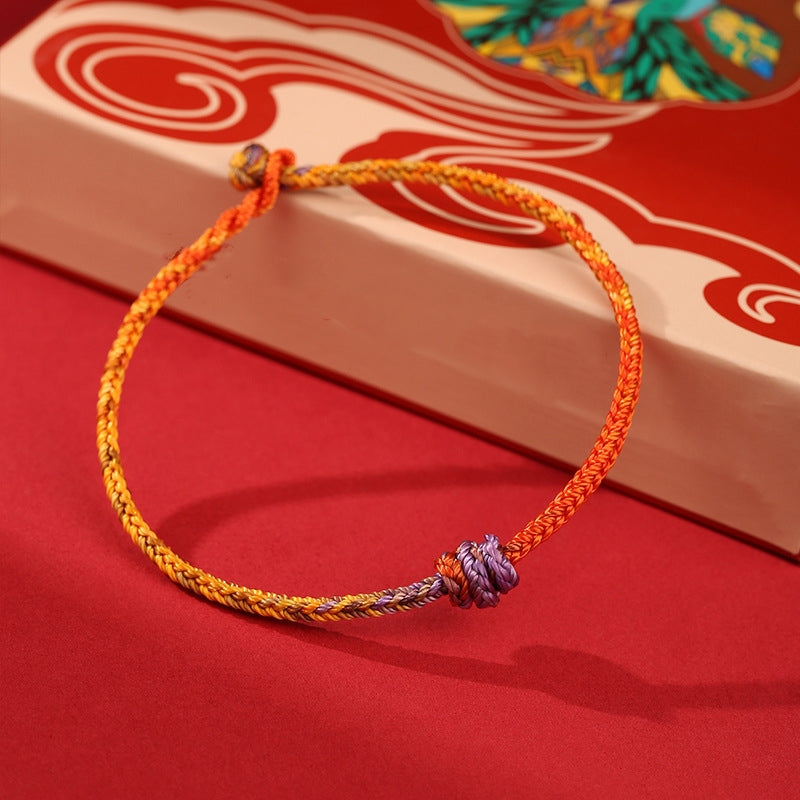 Buddha Stones Handcrafted Colorful Purple Gold Red Braid Rope Bracelet - image 3