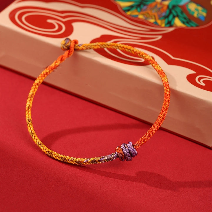 Buddha Stones Handcrafted Colorful Purple Gold Red Braid Rope Bracelet - image 3