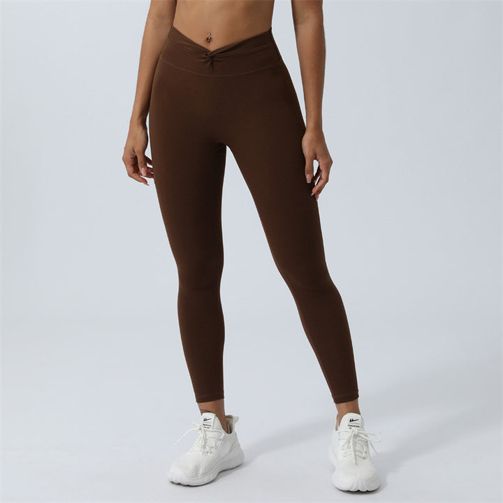 Buddha Stones Women Workout Long Sleeve Crisscross Backless Top Tee Leggings Sports Fitness Yoga Outfit - Pants - Brown - US8-10，UK/AU12-14，EU40-42 (XL) - image 42