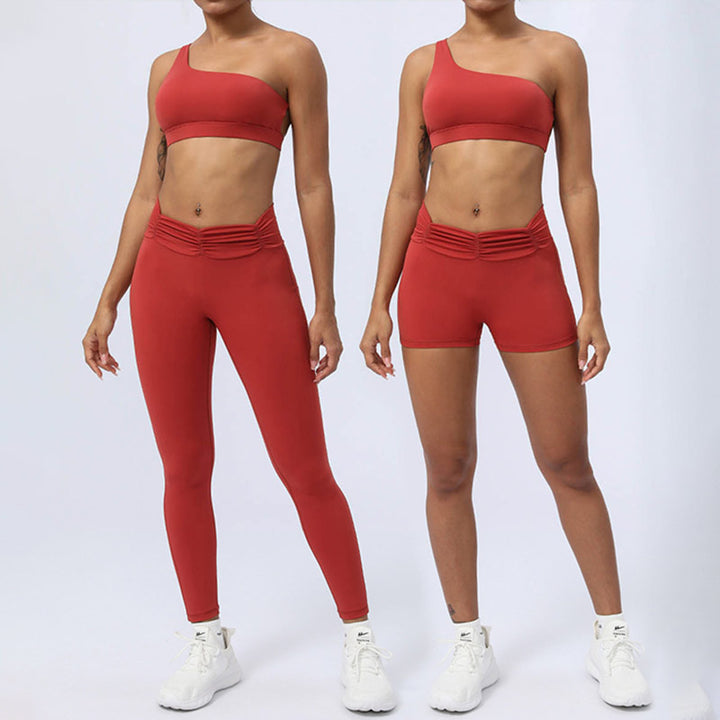 Buddha Stones 2Pcs Backless Asymmetrical Design Top Bra Shorts Leggings Pants Fitness Yoga Outfit Set - image 8