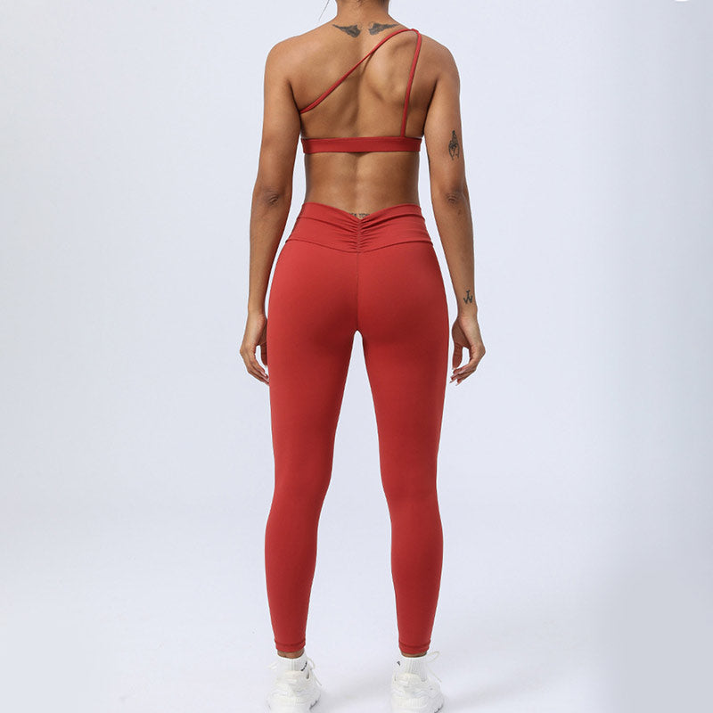Buddha Stones 2Pcs Backless Asymmetrical Design Top Bra Shorts Leggings Pants Fitness Yoga Outfit Set - image 12