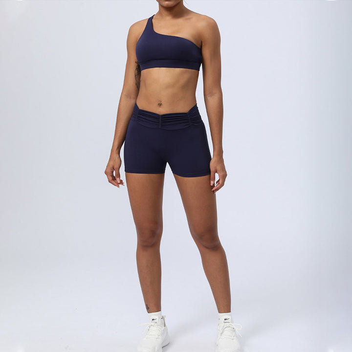 Buddha Stones 2Pcs Backless Asymmetrical Design Top Bra Shorts Leggings Pants Fitness Yoga Outfit Set - image 27