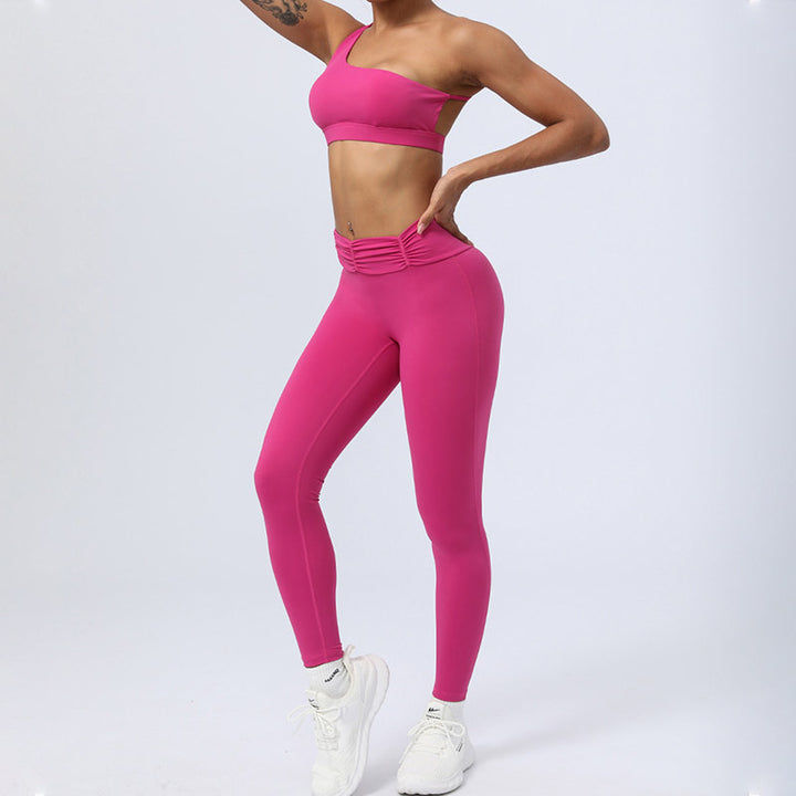 Buddha Stones 2Pcs Backless Asymmetrical Design Top Bra Shorts Leggings Pants Fitness Yoga Outfit Set - image 24